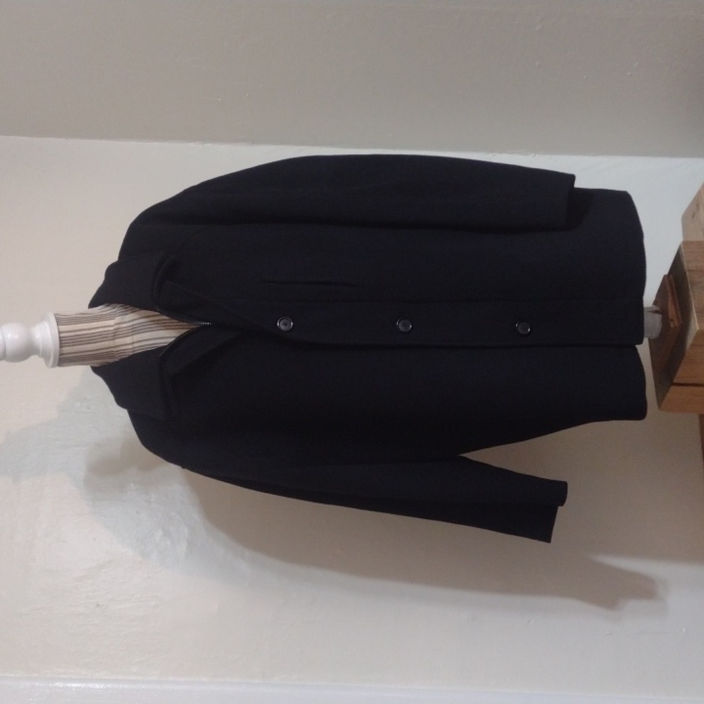 Alfani for Macy's Black Wool & Cashmere Single Breasted Overcoat Size 44R NEW